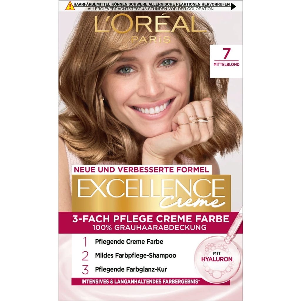 L'Oréal Excellence Duo Creme 7NB L'ORÉAL PARIS EXCELLENCE Crème 7 Blond - Boutique en ligne oh feliz