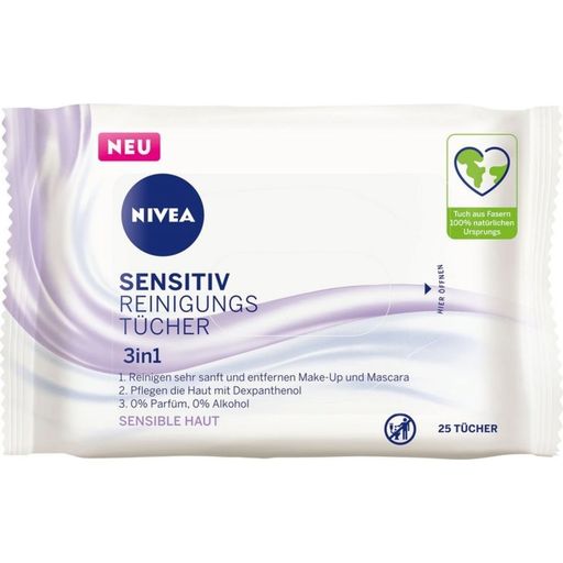 NIVEA 3-in-1 Sensitive Cleaning Wipes - 25 Pcs