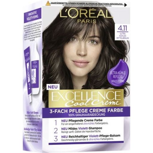 Excellence Cool Creme 4.11 Ultra As Brown Permanent Hair Dye - 1 Pc