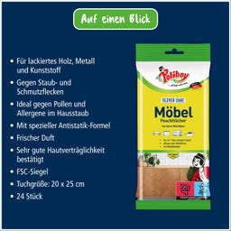Poliboy Möbel Feuchttücher Clever Care - 24 Stk