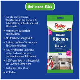 Poliboy Küchen Feuchttücher XXL Clever Care - 24 Stk