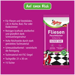 Poliboy Fliesen Feuchttücher Clever Care - 15 Stk