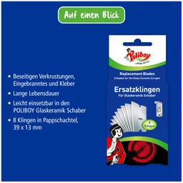 Poliboy Ersatzklingen für Glaskeramik Schaber - 8 Stk