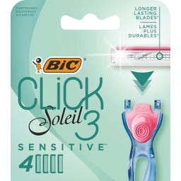 Click 3 Soleil Sensitive Damenrasierer 3 Klingen und Pflegestreifen Nachfüllung - 4 Stück