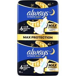 Damenbinden Ultimate Night - Max Protection mit Flügeln BigPack - 12 Stück