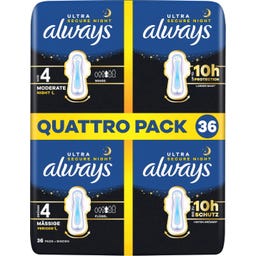 Ultra Damenbinden Größe 4 - Secure Night mit Flügeln Quattropack 36 - 36 Stück