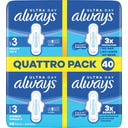 Pensos Higiénicos Ultra tamanho 3 - Long Plus Com Abas Quattro Pack 40 - 40 unidades