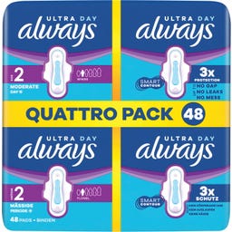 Ultra Damenbinden Größe 2 - Long mit Flügeln Quattropack 48 - 48 Stück