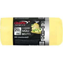 Premium Zugband-Müllbeutel mit Limettenduft 20 Liter - 25 Stück