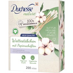 nature Wattestäbchen mit Papierschäften - 200 Stück