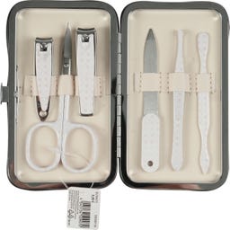 Rahmenmaniküre Etui 6-teilig Silber/Pink/Rosa Glitzer - 1 Stk