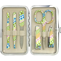 Rahmenmaniküre Etui, 6-teilig, Punkte, Glitzer - 1 Stk