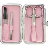 Rahmenmanik&uuml;re Etui, 3-teilig, Rosa-Gold, Glitzer