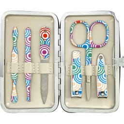 Rahmenmaniküre Etui, 6-teilig, Kreise, Glitzer - 1 Stk