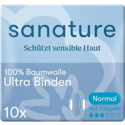 100% Baumwolle Ultra Binden Normal mit Flügeln - 10 Stück