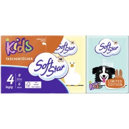 Kids Pocket Taschentücher 4-lagig 8x6 Stück - 48 Stück