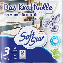 Küchentücher Das Kraftvolle Premium 3-lagig 2x75 Stück - 150 Stück