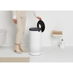 Brabantia Wasbox met Plastic Deksel, 35 Liter - White