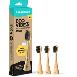 happybrush ECO VIBE 3 Borsthuvuden Bambu