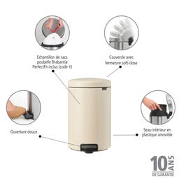 NewIcon - Pattumiera a Pedale 20 L con Inserto in Plastica