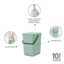 Brabantia Sort & Go Afvalemmer, 25 Liter