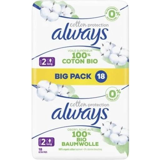Ultra Cotton Protection Long Sanitary Napkins With Wings - 18 Pcs