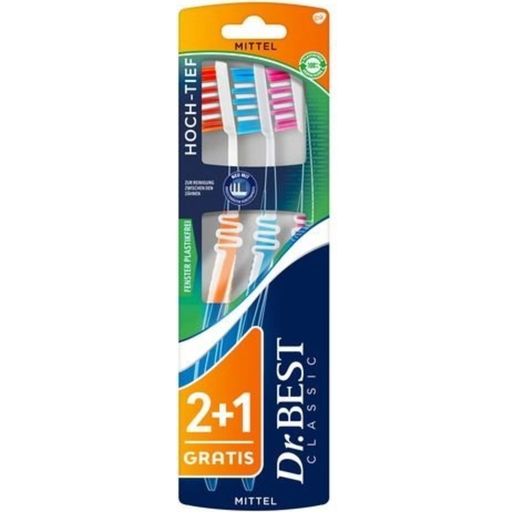 Classic - Cepillo de dientes High-Low, Medio 2+1 - 2 unidades