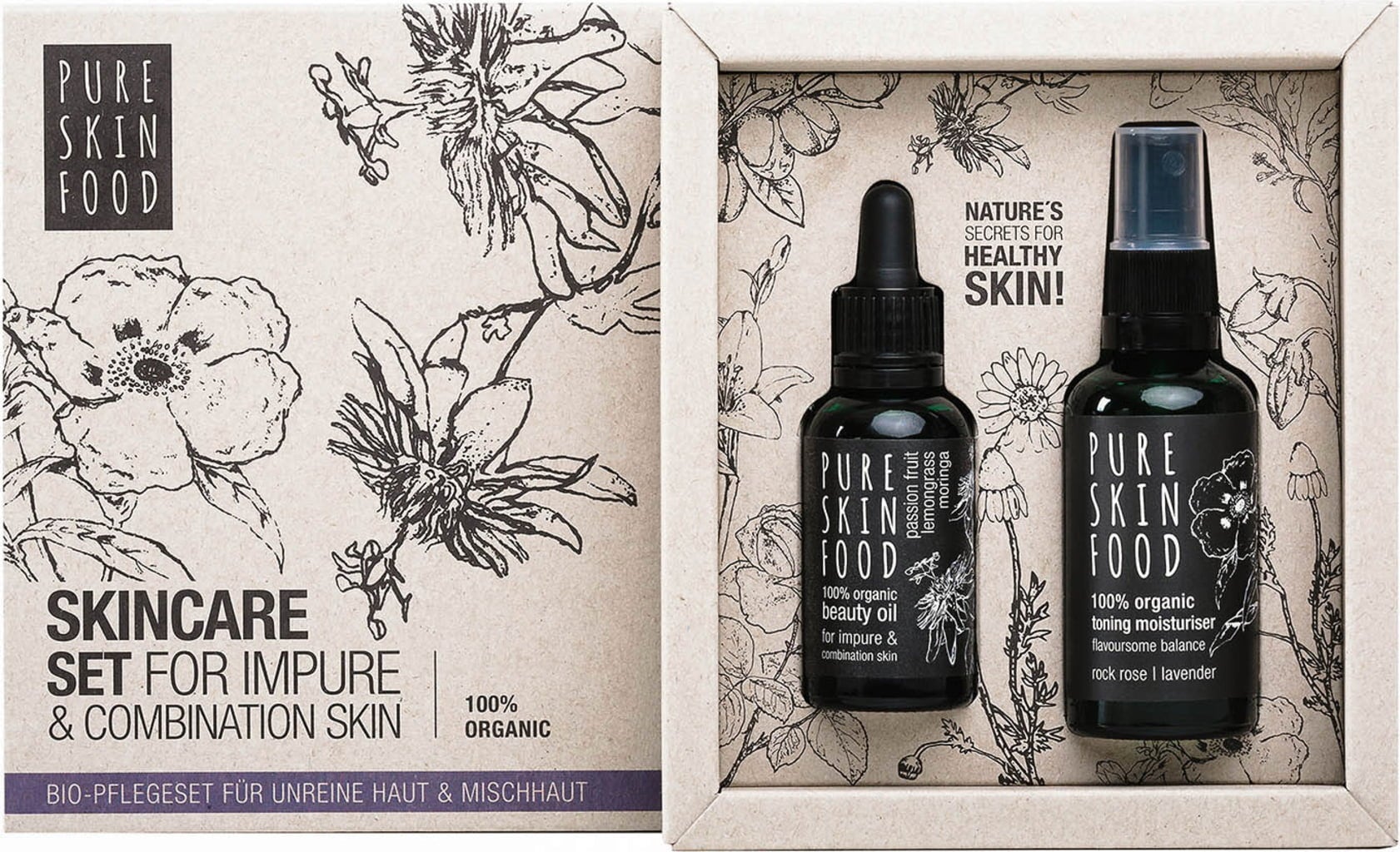 Organic Skincare Set For Impure & Combination Skin - 1 kit