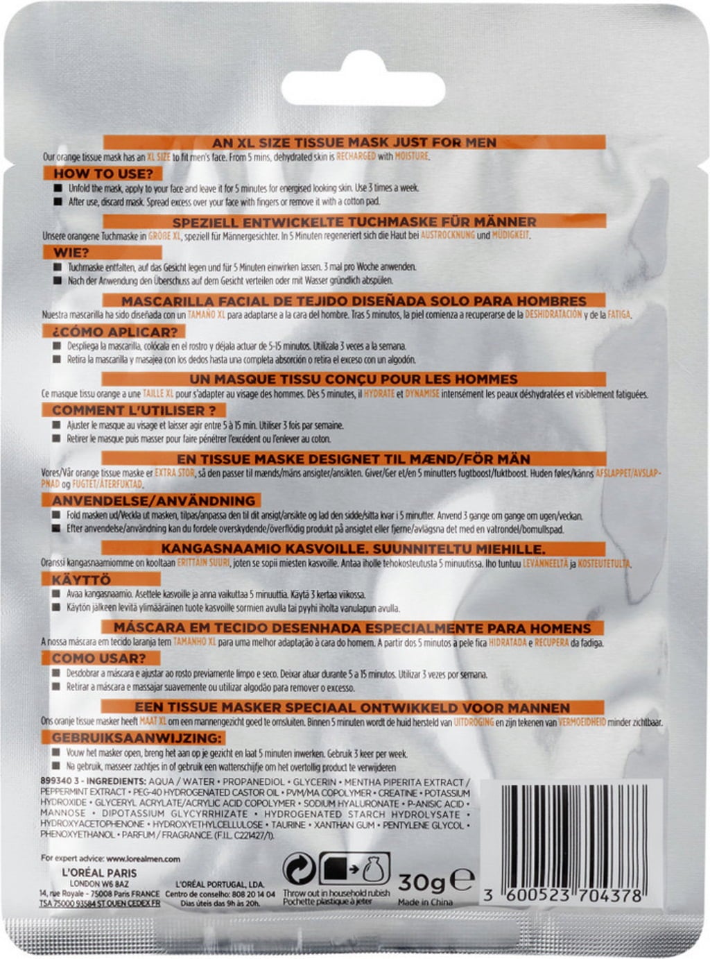 MEN EXPERT Hydra Energy - Maschera in Tessuto - 1 pz.