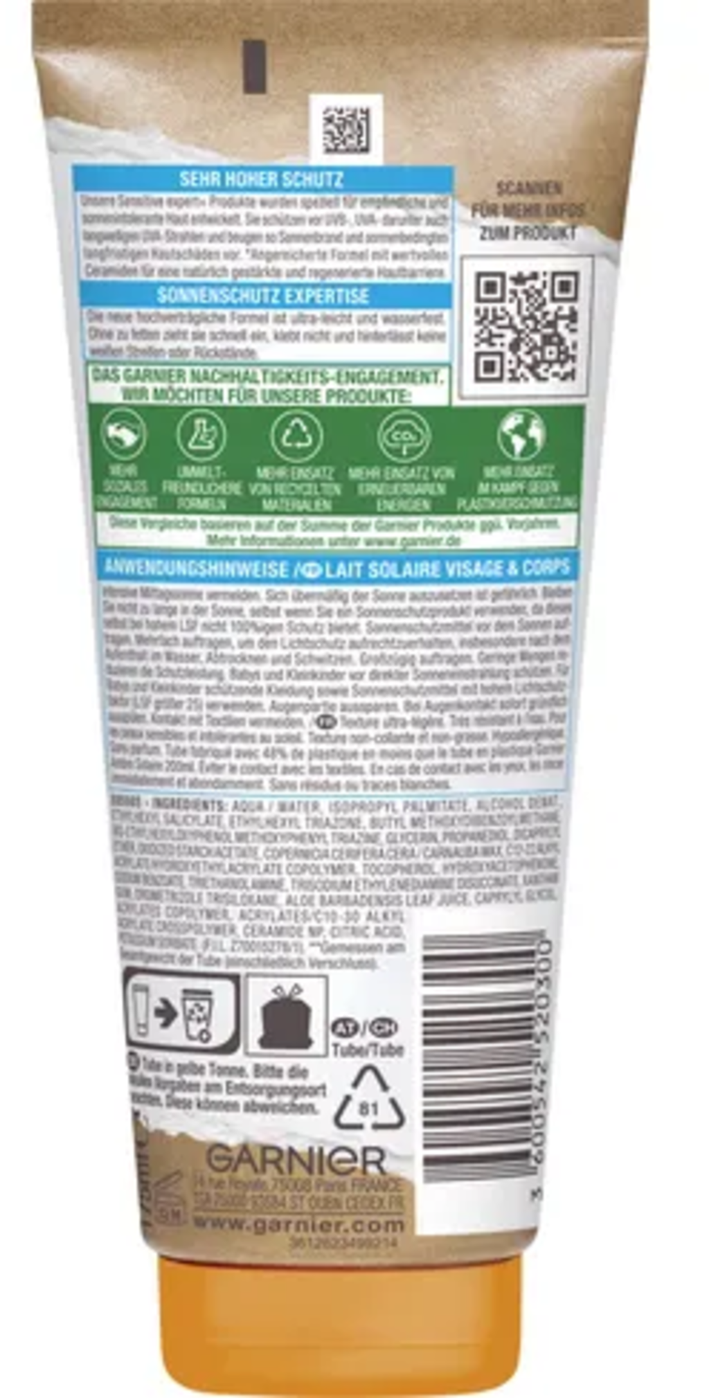 Ambre Solaire Sensitive expert+ Zonnemelk SPF 50+ - 175 ml