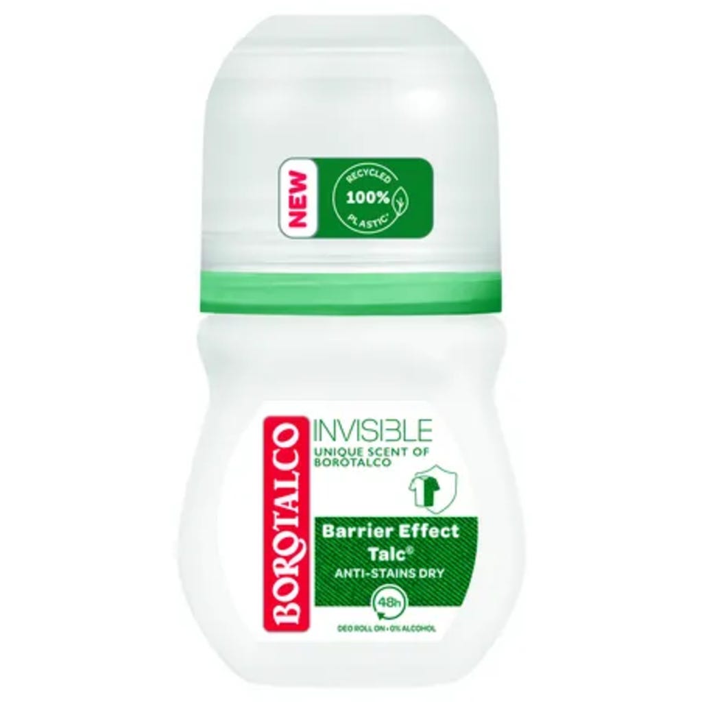 Borotalco Invisible Roll-on Deo 12er Pack – Alkoholfrei & Mit Talk-Barriere | 50 Ml Pro Stück + Gratis Italian Gourmet Polpa Tomaten 400g