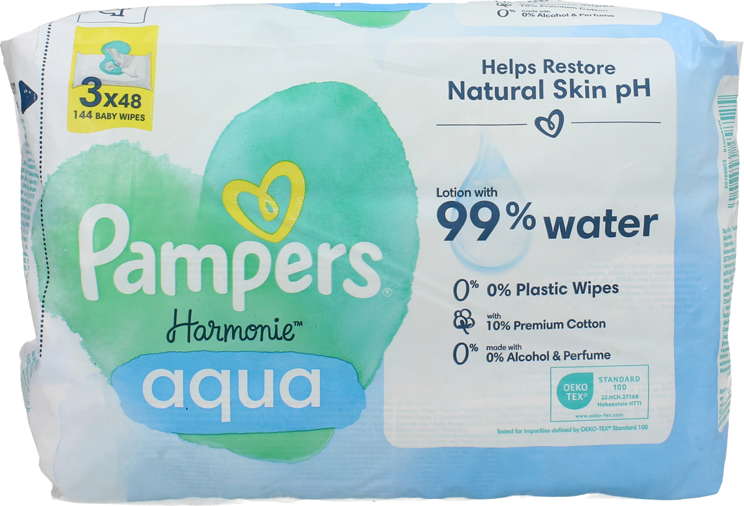 Lingettes Harmonie Aqua, 3 x 48 (144 stk)