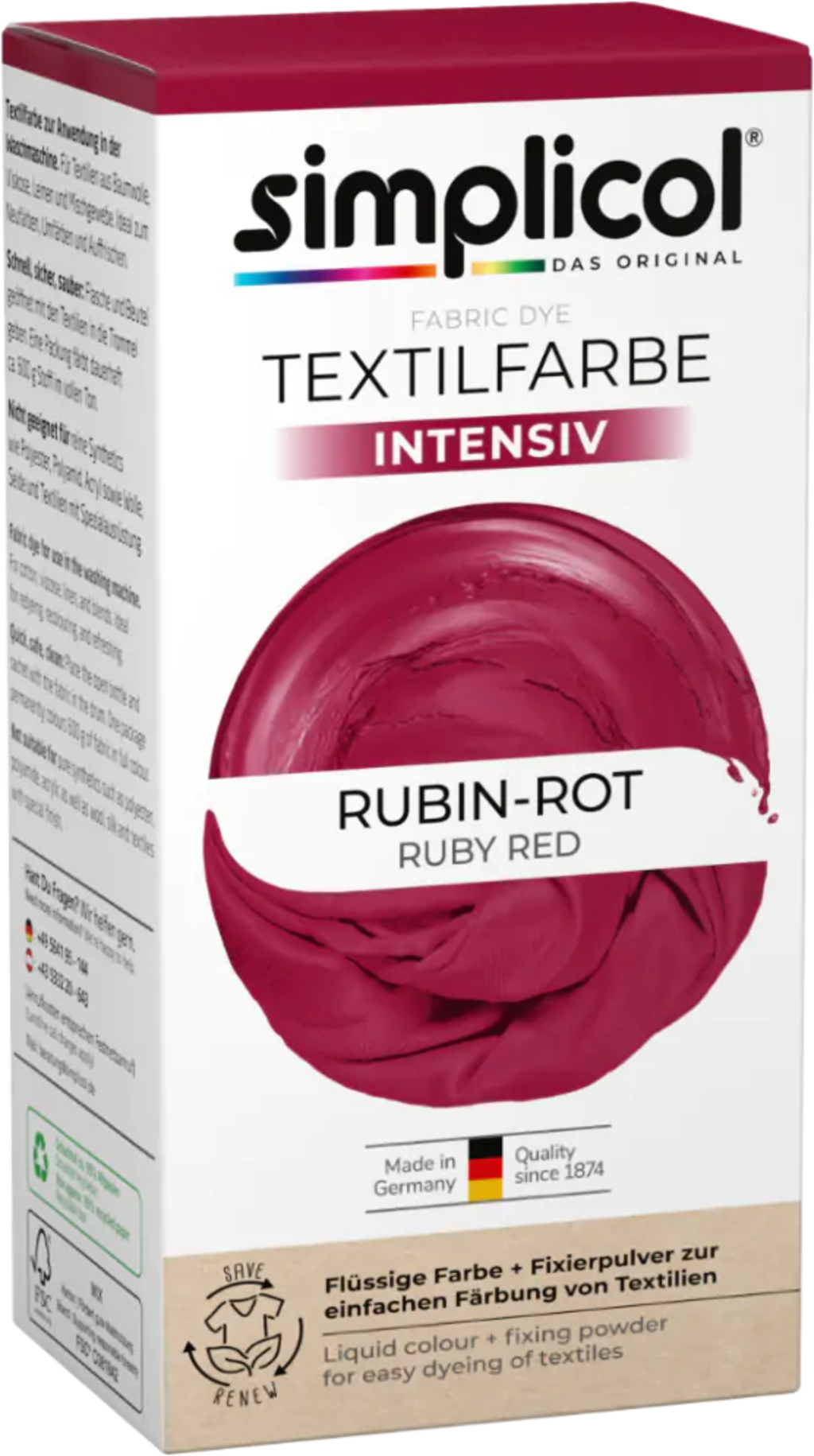 Teinture pour Textiles Intensive, Rouge rubis (150 ml)