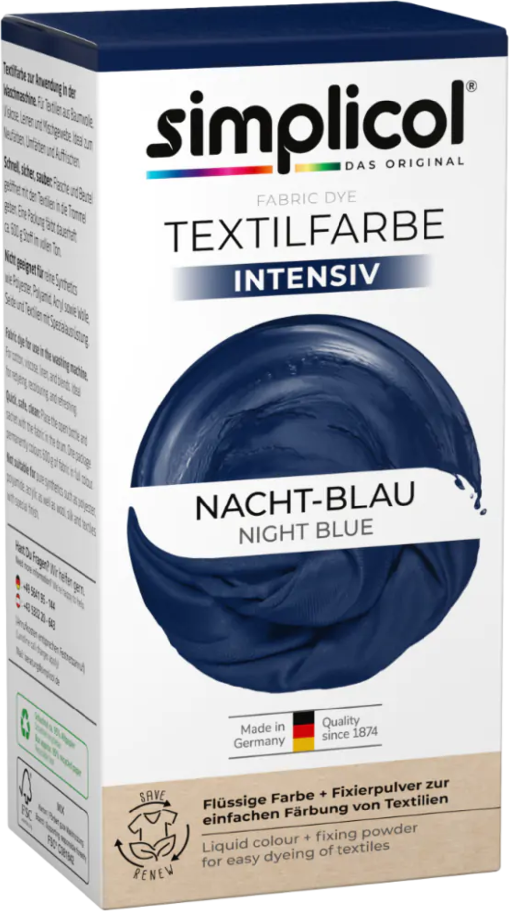 Teinture pour Textiles Intensive, Bleu nuit (150 ml)
