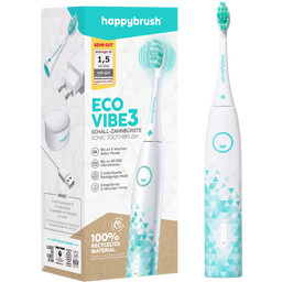 happybrush ECO VIBE 3 Sonisk Eltandborste Vit-Mint - 1 set