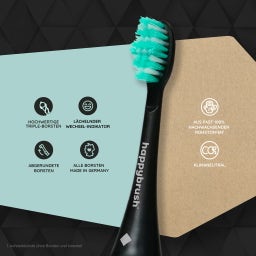 happybrush ECO VIBE 3 Borsthuvuden Svart-Mint - 1 set