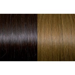 Keratin Fusion Extensions Classic 30/35cm - 4/14M Kastanienbraun/Hellgoldenes Kupferblond gesträhnt