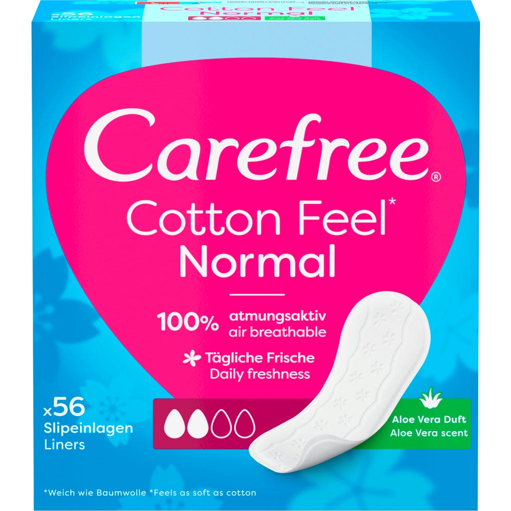 Cotton Feel Normal Liners with Aloe Vera Scent, 56 Pcs