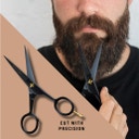German Steel Beard & Mustache Scissors with Finger Rest - black  -5