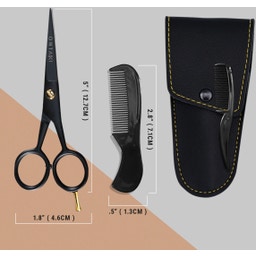 German Steel Beard & Mustache Scissors with Finger Rest - black  -5