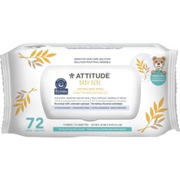 ATTITUDE Natural Baby Wipes - 72 Pcs