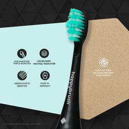 happybrush ECO VIBE 3 - Testine Nero e Menta - 1 set
