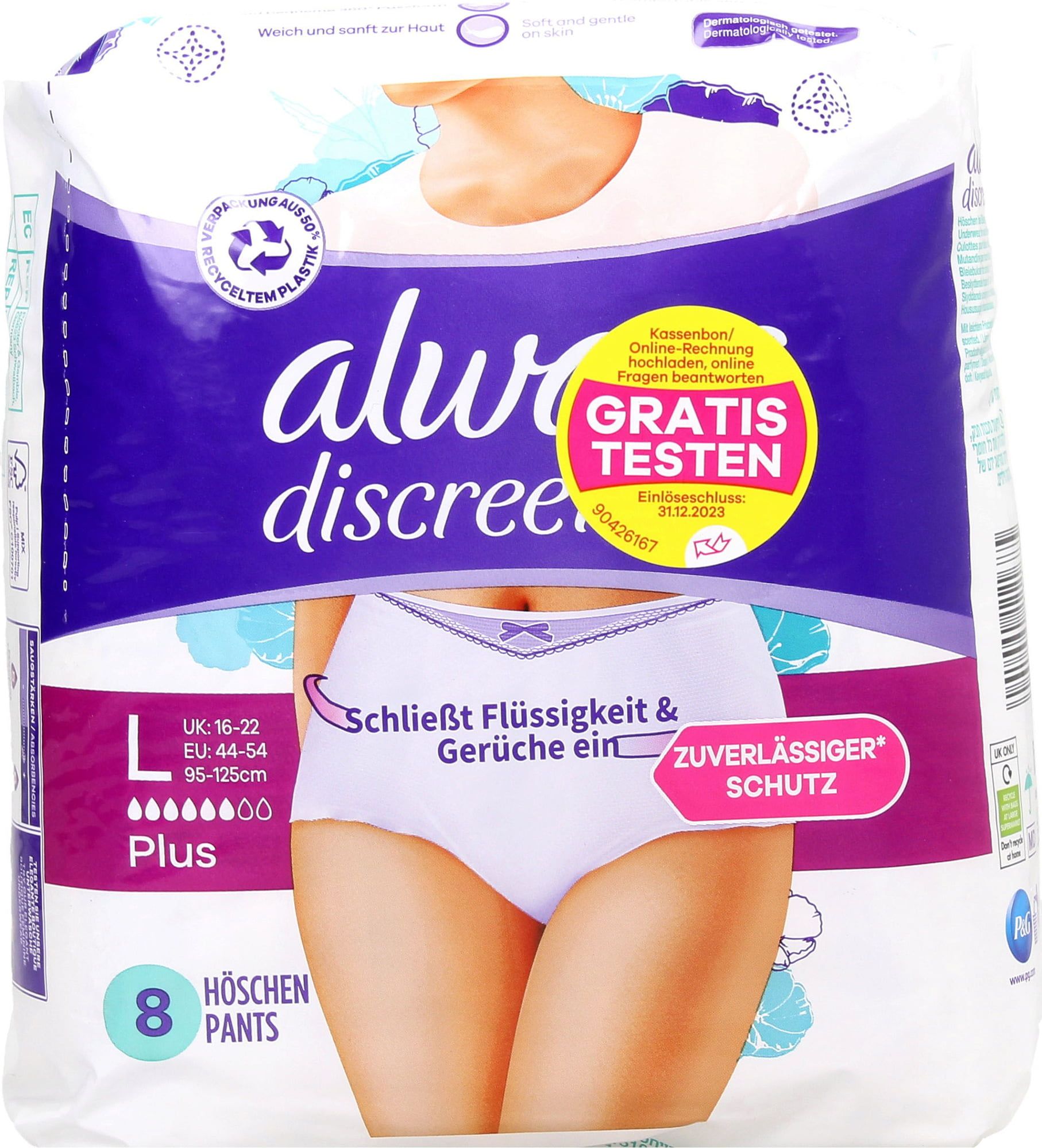 always Discreet Panties Plus, 8 Pcs - oh feliz International