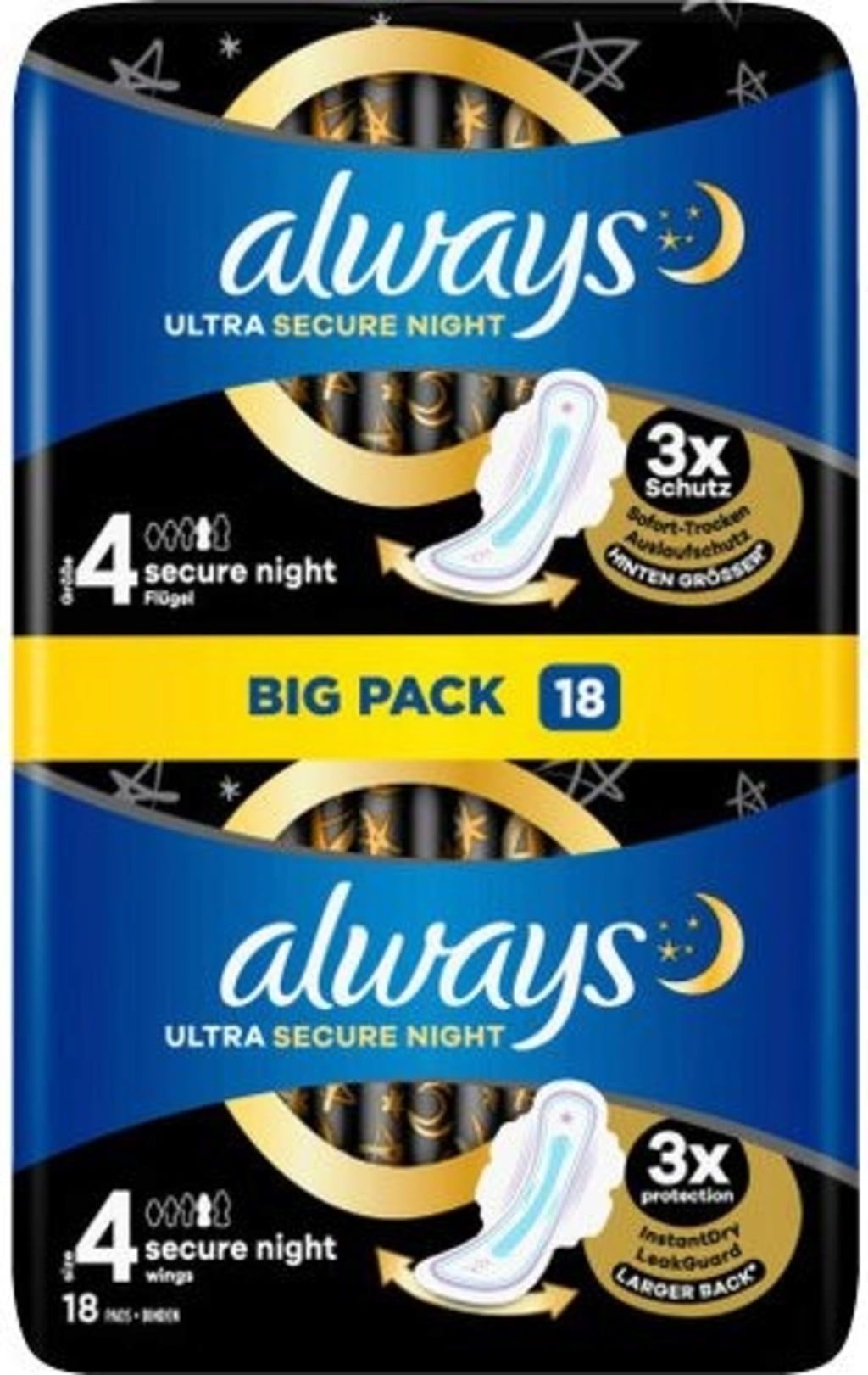 always Ultra Secure Night Pads With Wings - Size 4, 18 Pcs - oh feliz